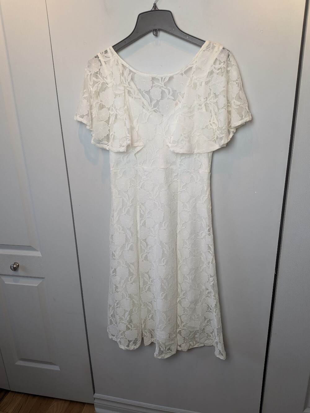 MAI TAI Mini Dress Women Size Small White Laces Lined Fairy Angel Style